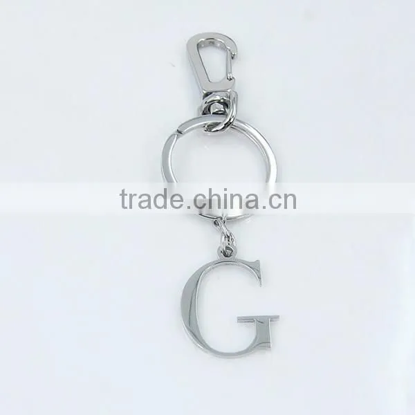 New design fashion Stainless steel accessory keychain and keyring with G