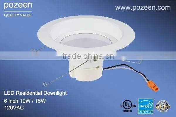 Hot sale 6 inch led down light led recessed downlight led residential 15w ul energy star