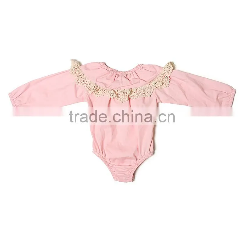 China supplier rompers for baby girl custon funny baby pink rompers cotton with lace