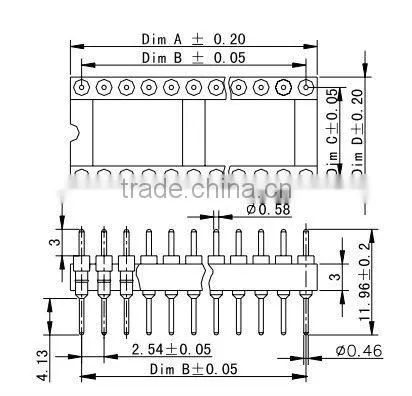 2.54mm ic socket connector male ic socket dip ic socket