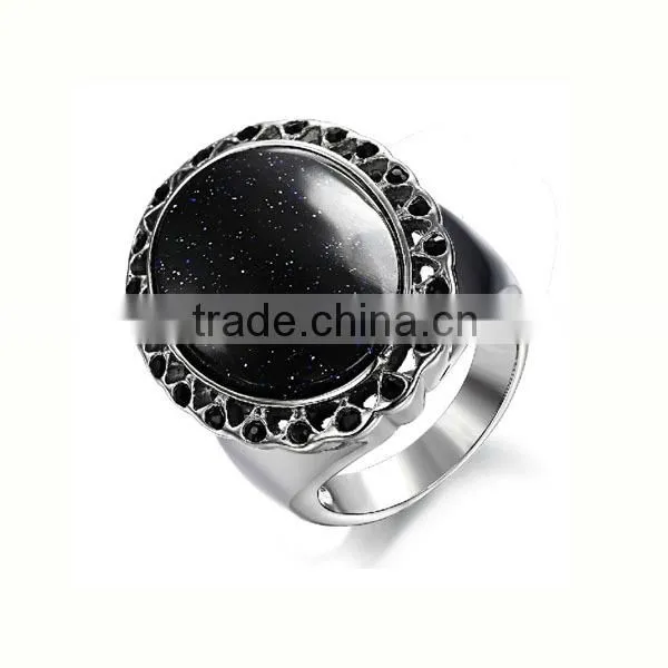 Fashion jewelry high quality stainless steel wedding different types stones rings single stone ring blue stone ring (LR9418)