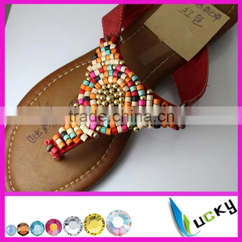 wooden Beads applique 100% handmade rhinestone trim for shoe Decoration