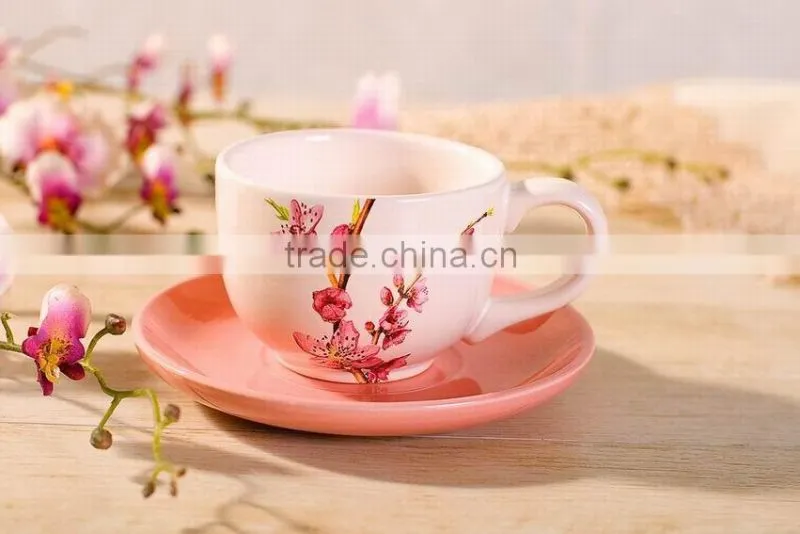 Round pink decal cearmic mug