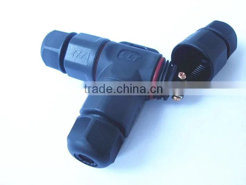 field installable screw fixing waterproof 3-way T connector Tee junction