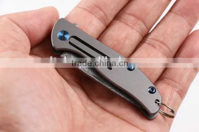 OEM Titanium alloy Handle Material and Damascus Blade Material Folding knife