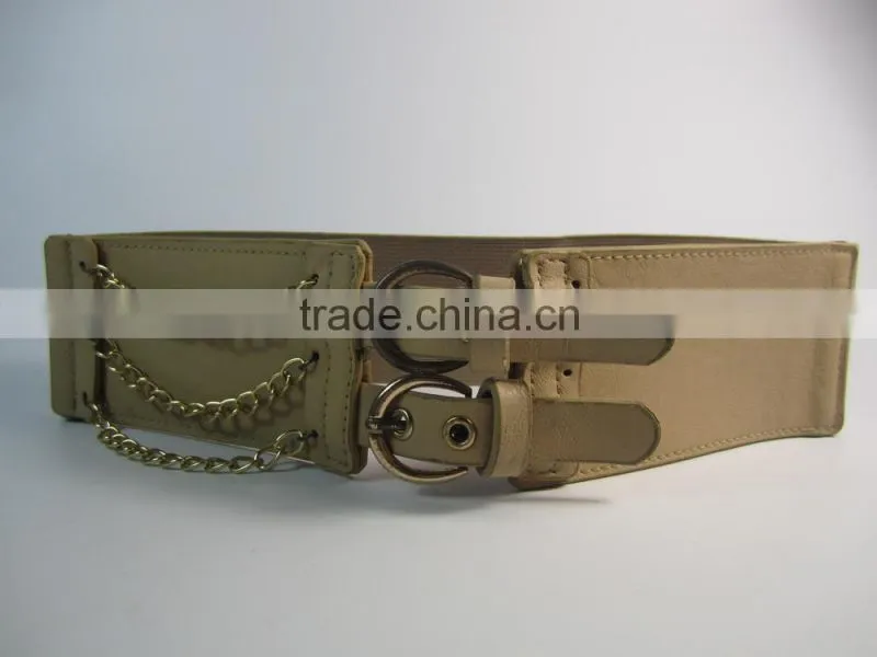 tan color elastic fashion belt woman belt