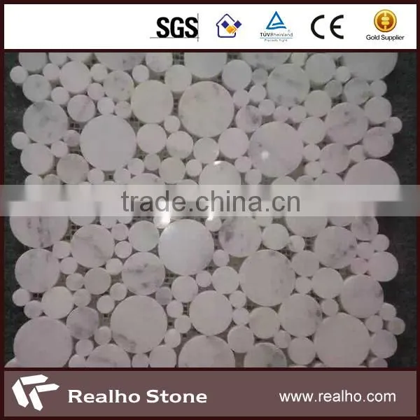 art calacatta white penny round marble mosaic tile