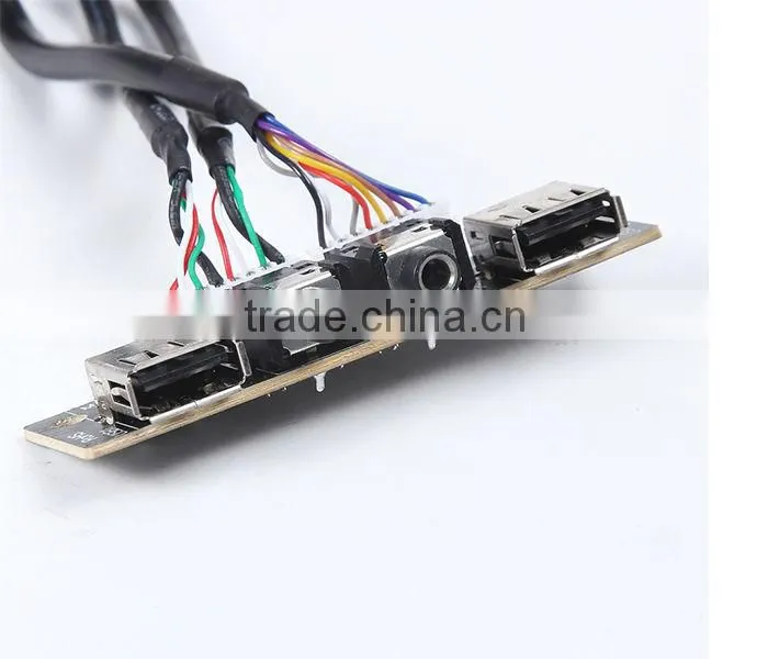 USB2.0*2 Panel mounted cable adding two audio AV PCB7420 port for PC