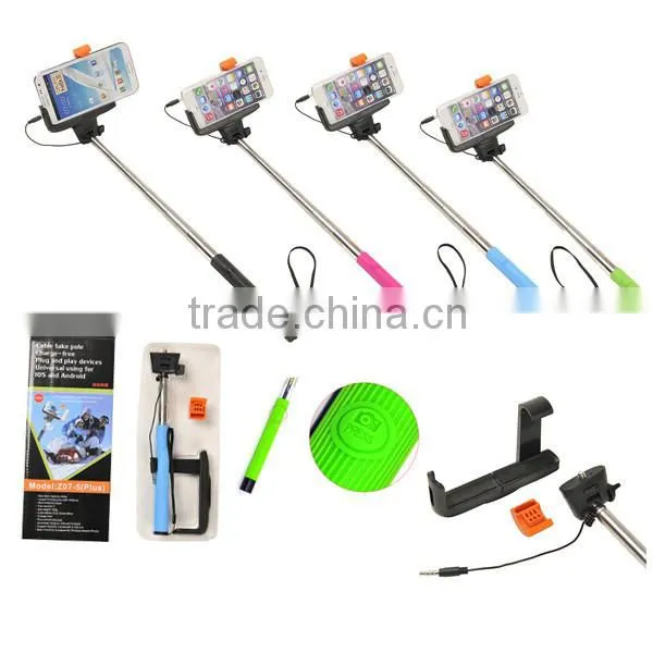 Selfie Stick Audio Cable Take Pole Handheld Self-Protrait Stick Wired Monopod for Samsung galaxy Note4 Charge free !!!