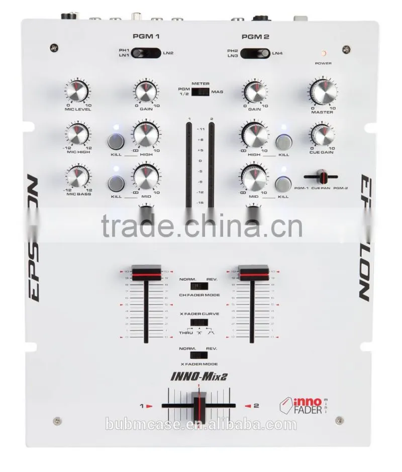 Factory Price EPSILON INNO MIX 2 channel SCRATCH DJ mixer with Balance TRS 1/4 Master Outputs & 1/4 Headphone Input