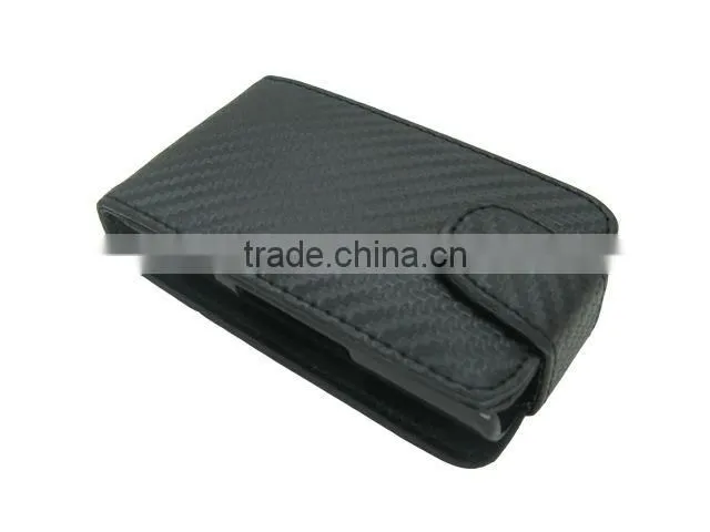 Black Leather Case with Carbon Fiber for sony ericsson X8