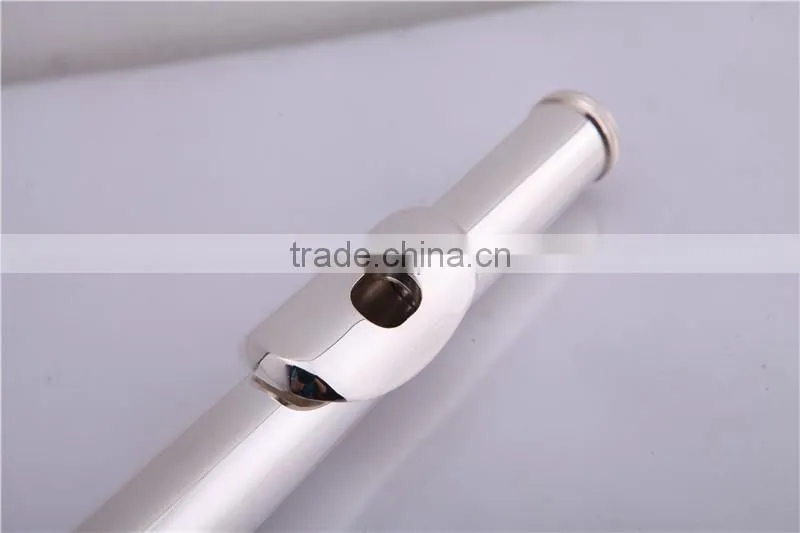 Musical instrument 17 open holes silver plated flute with Split E mechanism offset-G keys and B foot