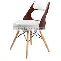 Molded Plywood Chair Cow Leather, Real Leather Upholstered Chair, Genuine Leather Cover Lounge Chair