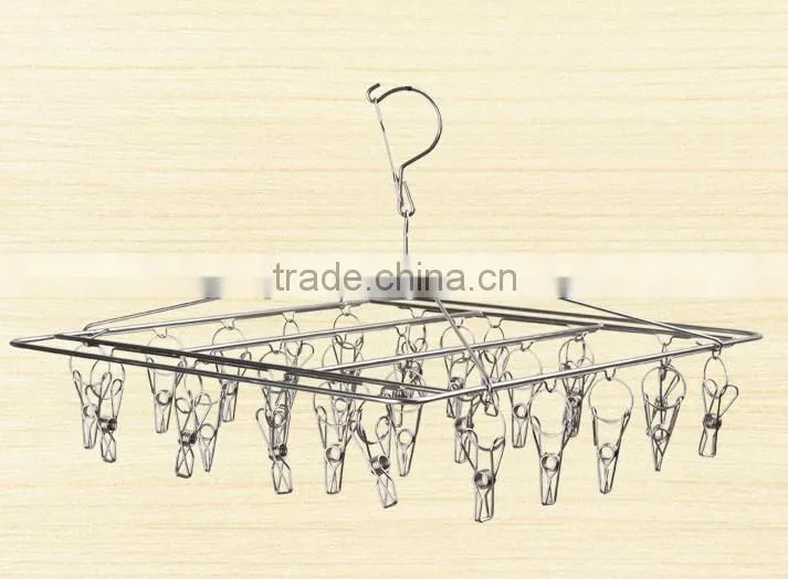 Clip and Drip Hanger Clothes Drying Hanger Rack with 20 Clips and Folding Plastic stainless steel clothes hanger