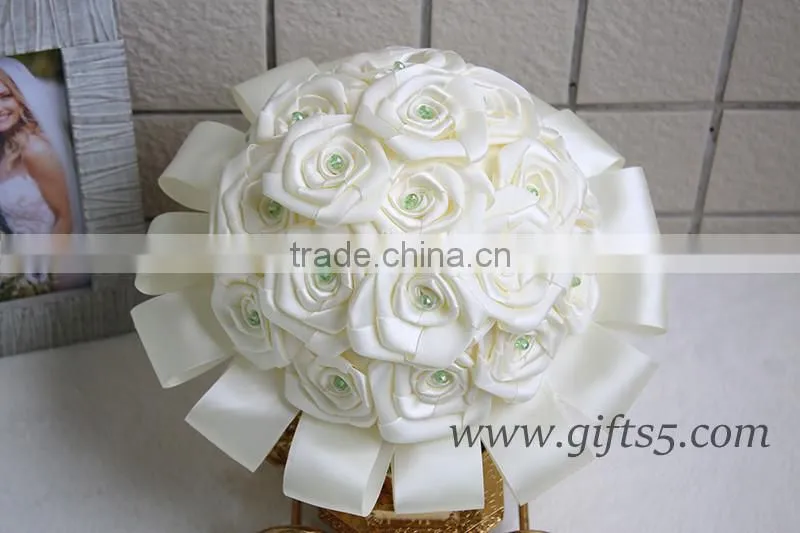 2016 latest handmade wedding flower bouquet with crystals