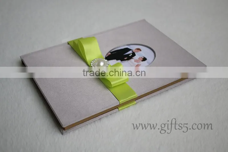Best quality Grey silk cover wedding sign in book