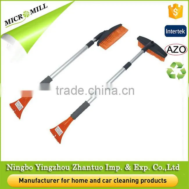 Red PP PVC soft bristle plastic mini snow brush with ice scraper