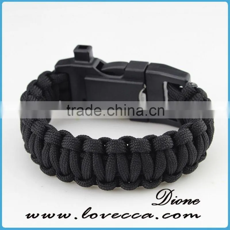 2016 hot wholesale survival tactical whistle compass fire starter 550 paracord bracelet with flint