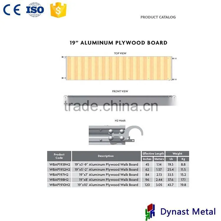 Canada type 19" x 8' Saffolding Aluminum Plywood Plank