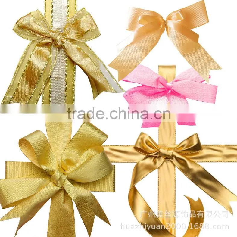 China wholesales decorative cross satin packing ribbon bow /gift packing ribbon bow/cross ribbon bow