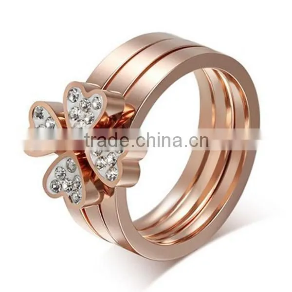 High Quality Rose Gold Plated Rhinestone Heart Rings