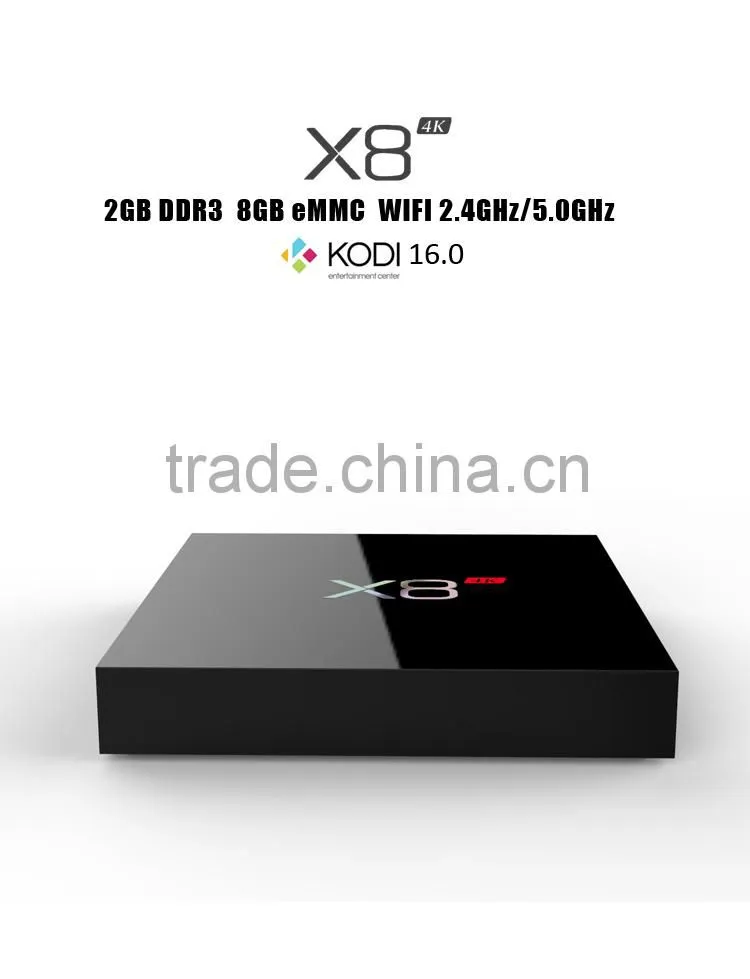X8 4K Amlogic 8726 m8 quad core TV box with 5.0GHZ wifi frequency