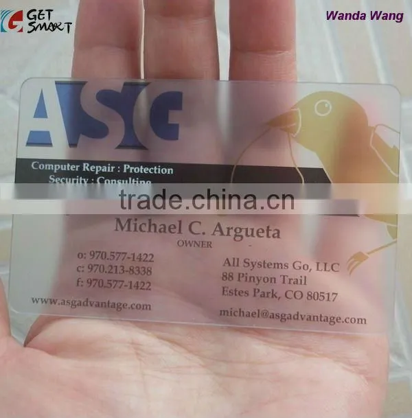 Low price free sample for testing Transparent Business Card