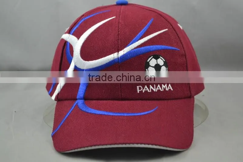 Guangzhou hat factory professional custom 6 panel / 100% cotton / / embroidery logo/deep red baseball cap