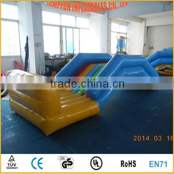 Inflatable sealed slide on the pool for children climb to the pool