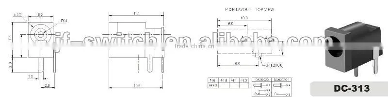 for SMT(dc-313),mini dc jack connector socket,female dc jack