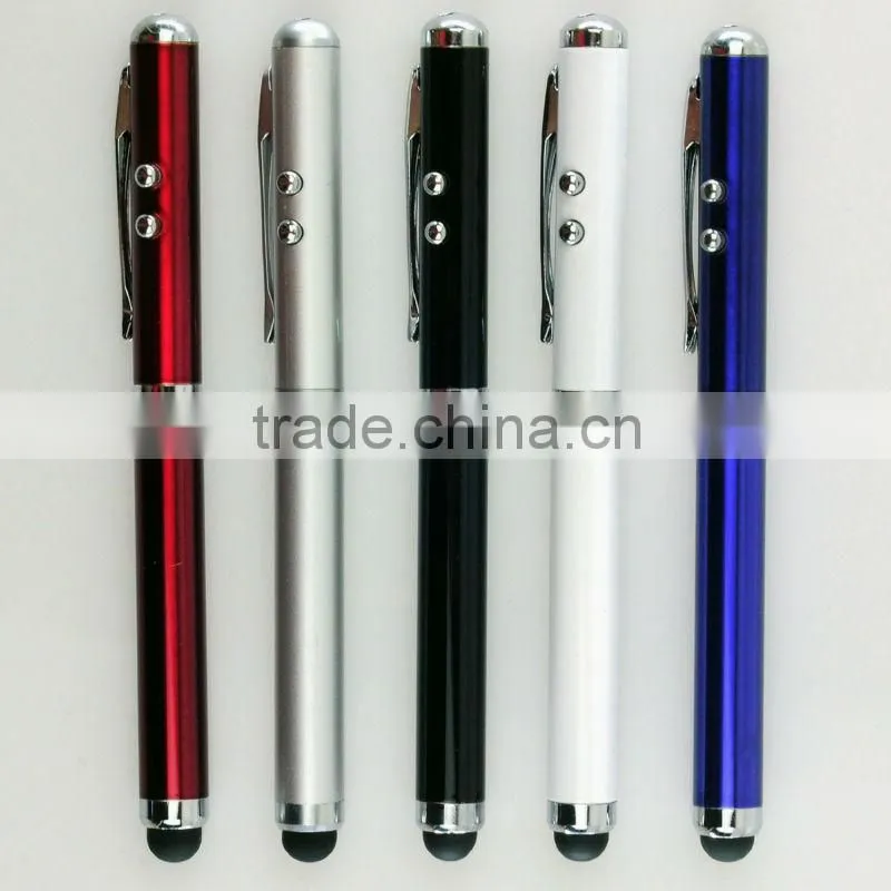 Brand New Conductive Stylus/Styli Touch PenW/ Laser Pointer+LED Flashlight For iPhone/iPad Mobilephone Tablets