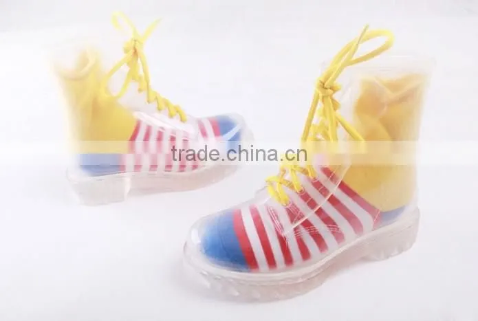 Candy colors women PVC rain boots cheap ankle PVC rain shoes