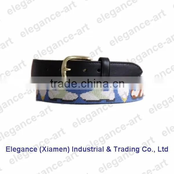 Fashion Sneaker Shoes Needlepoint Belts with 100% Hand Stitched
