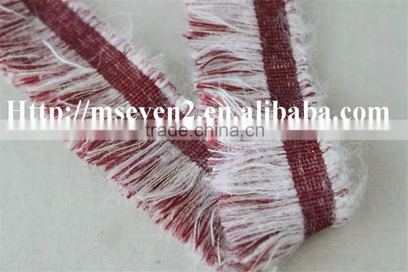 good looking kintting tassels red and white lace trim for garment accessories