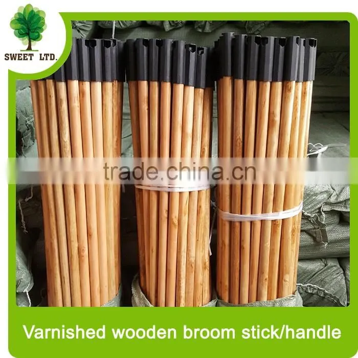 Varnished round wood cleaning accessories wooden handle for broom and mops