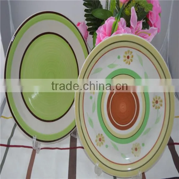 orange color stoneware plate,high quality hand painted ceramic plate,popular ceramic plate