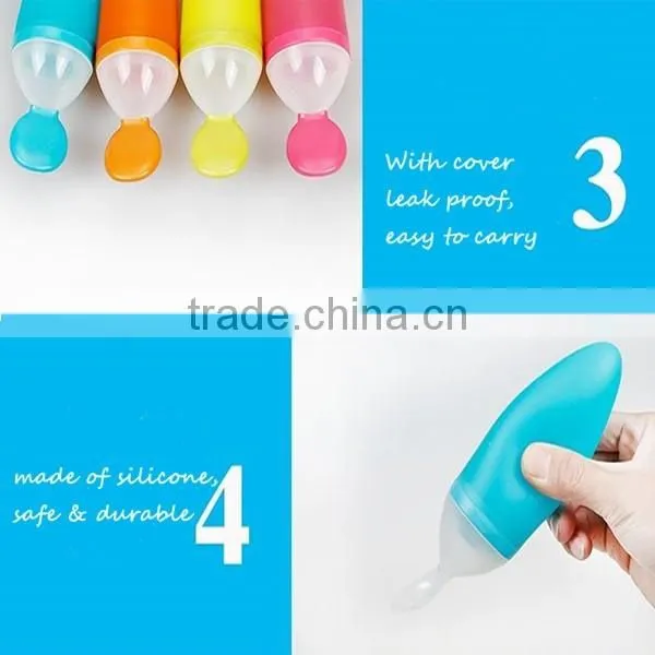 Wholesale OEM Silicone Baby Bottle Spoon With Storage Cap Easy For On-the-go Baby Accessories
