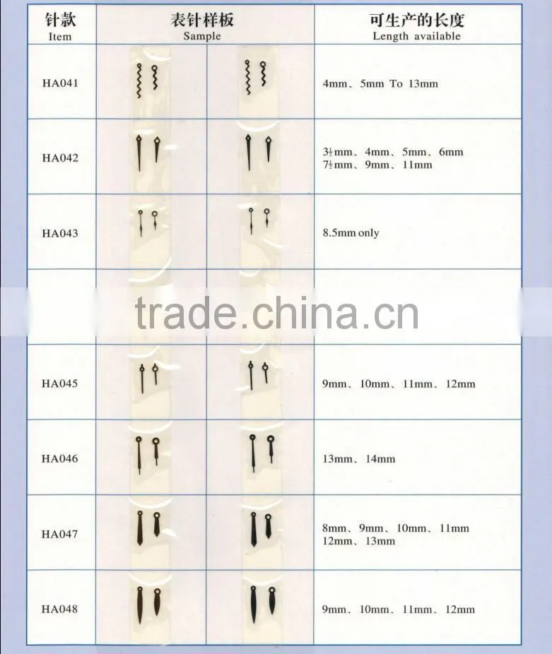 gold plating diamond cut watch hands without luminous