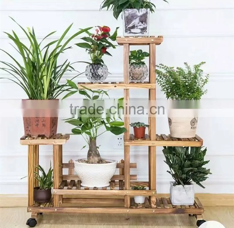 Newest movable multi-laye Wooden plant stand antique flower stand