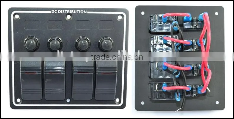 4 Gang Aluminium LED Waterproof Rocker Switch Panel Circuit Breaker