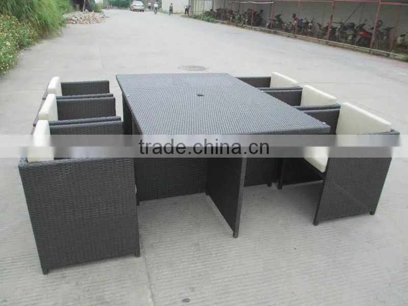 high-end grey rattan wicker furniture dinning table and chair CF829-2