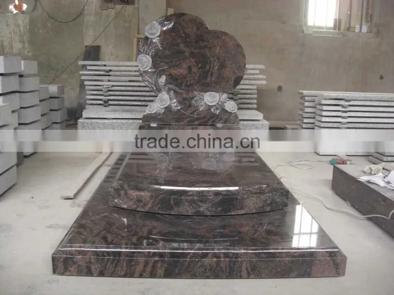 Western style hand carved heart shape granite tombstone