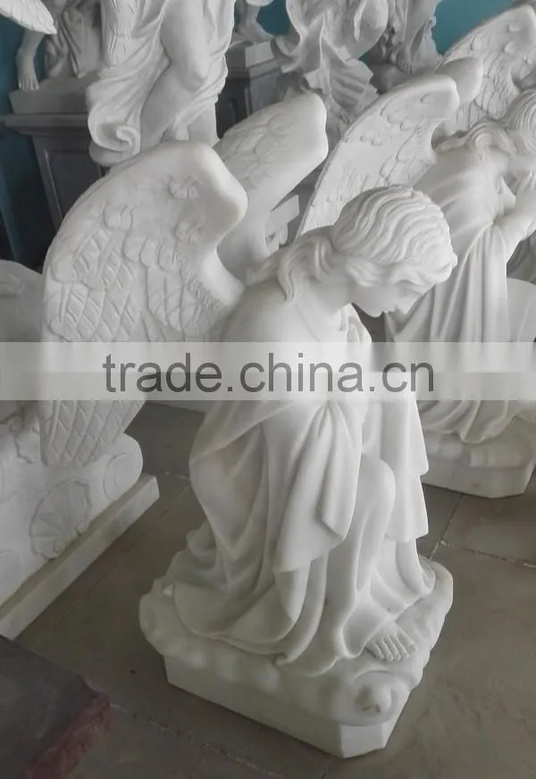White Marble Carved Pray Angel Tombstone