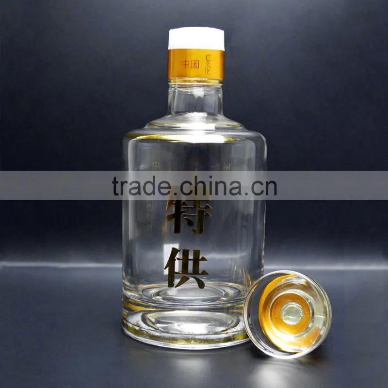 Wholesale hot sales clear whiskey glass bottle