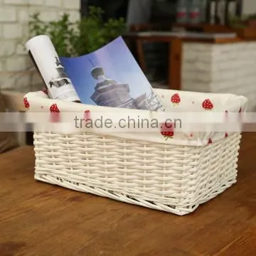 jiayu White miniture willow storage hamper with fabric