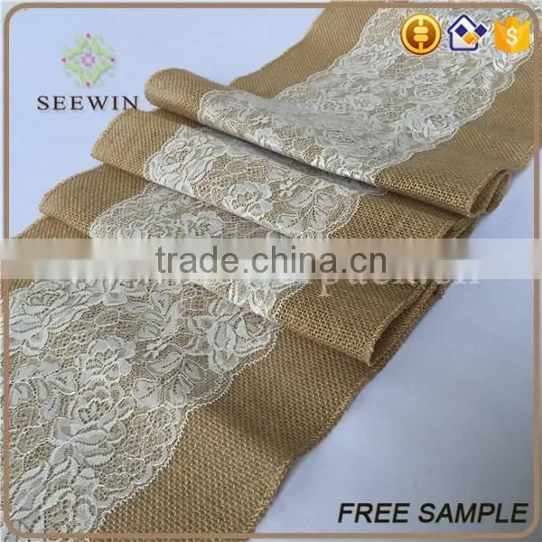 burlap lace long table runners for wedding deco