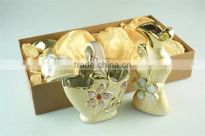 electroplated gold ceramic vase , cheap ceramic vase for wholesale