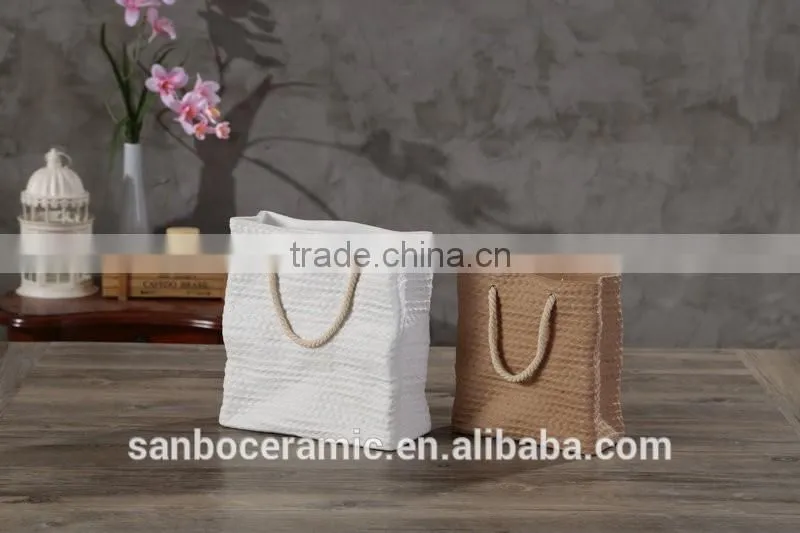 2016 newest Funny bag shaped stoneware type for garden decoration flower pot/flower plants