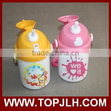 Sublimation plastic bottle for promotion,kids school water bottle with straps