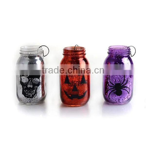 Halloween used skull hard candle jar